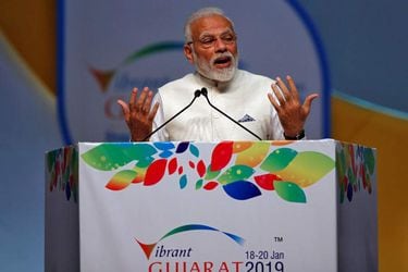 FILE PHOTO: India's Prime Minister Narendra Modi speaks during the Vibrant Gujarat Global Summit in Gandhinagar