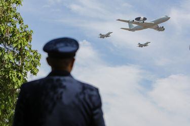 Ceremonia de cambio de mando de comandante en jefe de la Fuerza Aérea en la base de El Bosque.