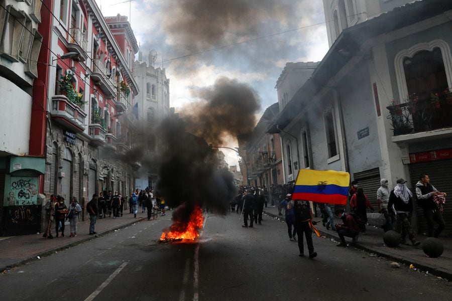 Protests against Ecuador's President Lenin Moreno's austerity measures, in Quito