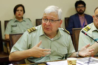 El general director de Carabineros, Ricardo Yáñez, durante la sesión de la comisión de Seguridad Ciudadana de la Cámara de Diputados.
