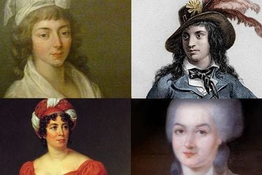 Madame Roland, Anne-Josèphe Théroigne de Méricourt, Madame de Staël y Olympe de Gouges, cuatro mujeres fundamentales de la Revolución Francesa.