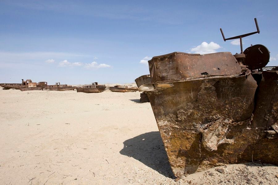 A view of the ships cemetery in Muynak