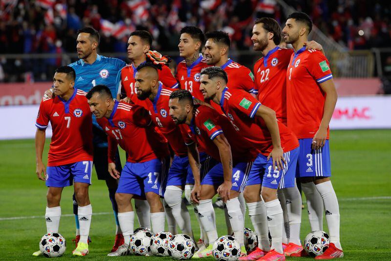 La alineación titular de Chile. La Roja derrotó 3-0 a Venezuela en San Carlos de Apoquindo.