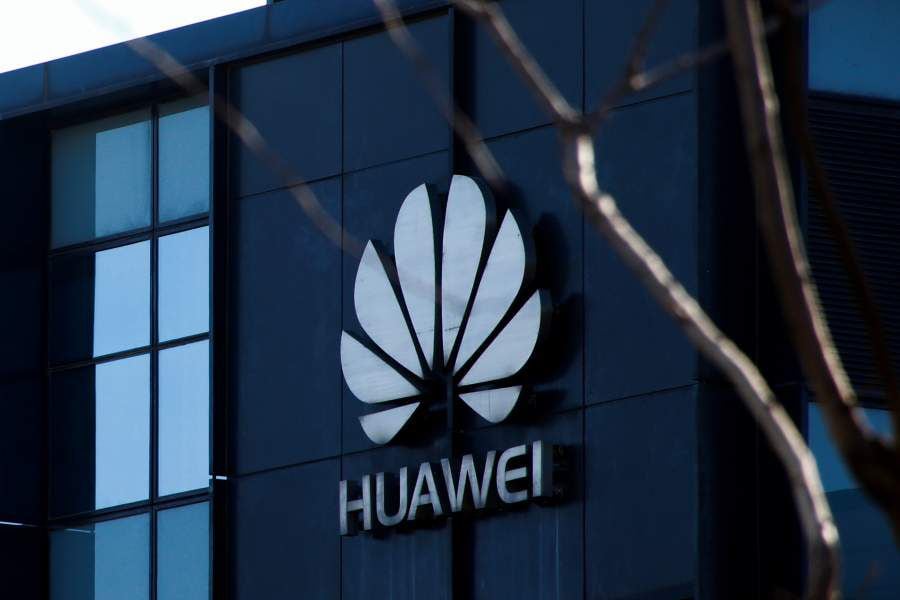 The company logo is seen at the office of Huawei in Beijing