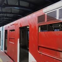 Antisociales activan freno de emergencia y pintan por completo tren de Metro