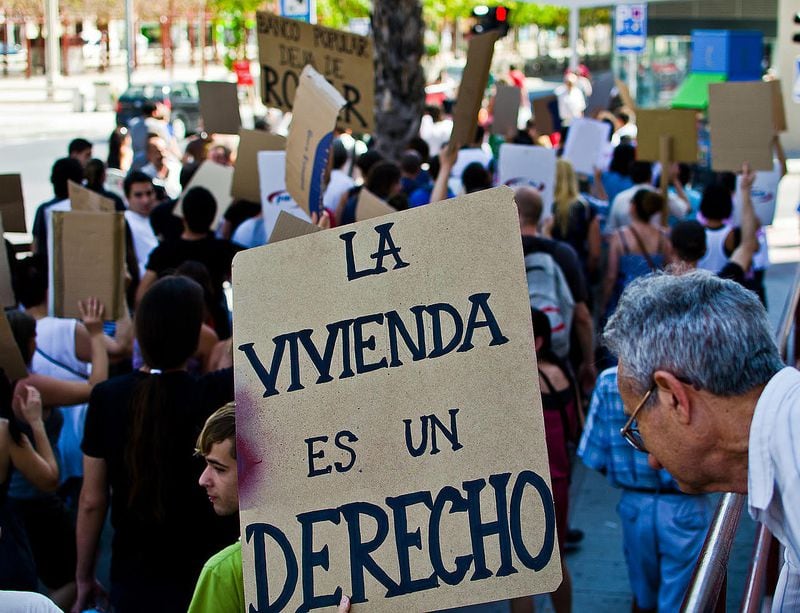 Protesta contra los desahucios en España. Fotografía recuperada del sitio web de PAH