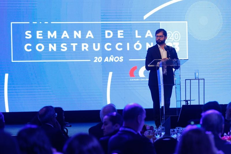 El Presidente Gabriel Boric en la jornada inaugural de la Semana de la Construcción 2023 de la Cámara Chilena de la Construcción.