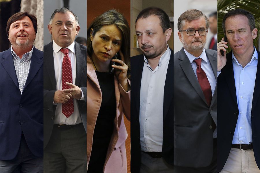Los diputados Ricardo Cifuentes, Eric Aedo, Joanna Pérez, Luis Cuello, Francisco Undirraga y Jorge Alessandri.