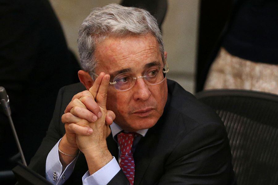 Senator Alvaro Uribe, Colombia's former president, attends a debate at the congress in Bogota