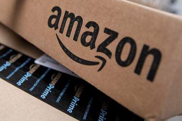 Amazon boxes are seen stacked for delivery in the Manhattan borough of New York City