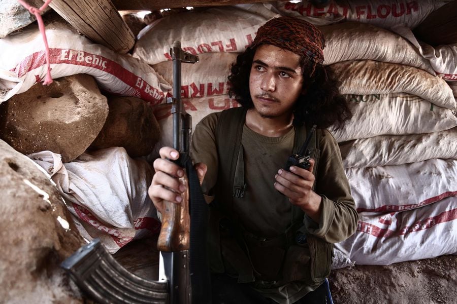 A Syrian rebel fighter from the recently-formed "National Liberation