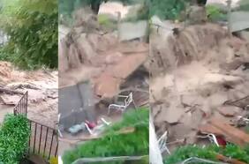 Colapsa Canal Waddington y bota el muro de una casa en Limache