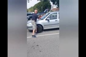 Se volvió viral: con un hacha rescatan a un perro encerrado en un auto estacionado a pleno sol