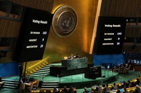 Asamblea General de la ONU aprueba resolución que exhorta a incorporación de Palestina como Estado miembro de pleno derecho