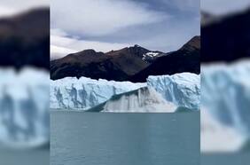 El sorprendente momento en que un iceberg emerge desde el agua en la Patagonia argentina