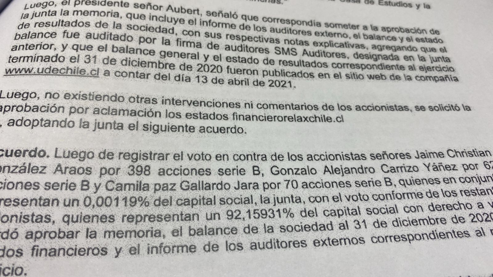 El controvertido pantallazo en la memoria de Azul Azul.
