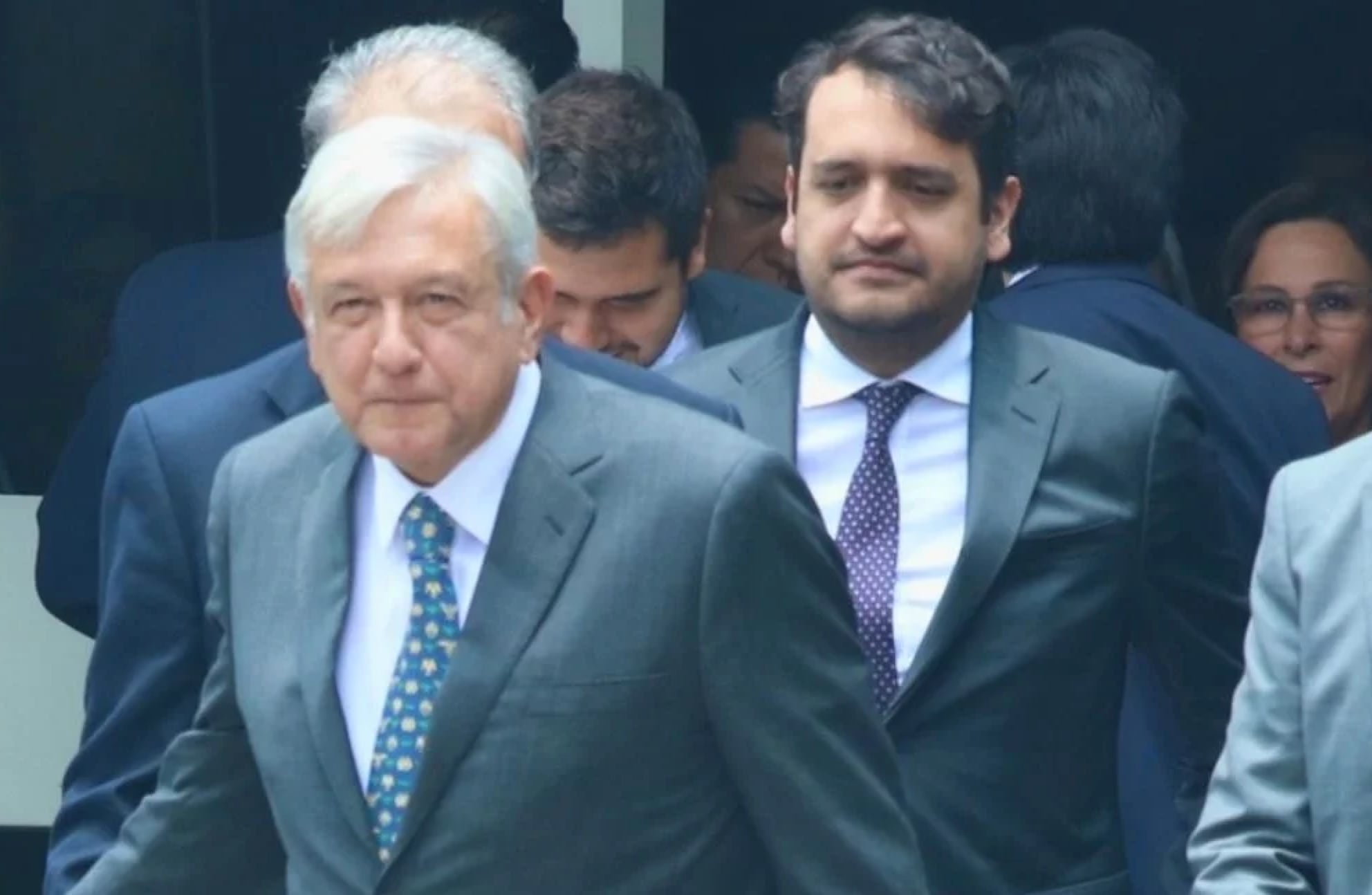 Ell expresidente de México, Andrés Manuel López Obrador, acompañado por su hijo Andrés Manuel López Beltrán.