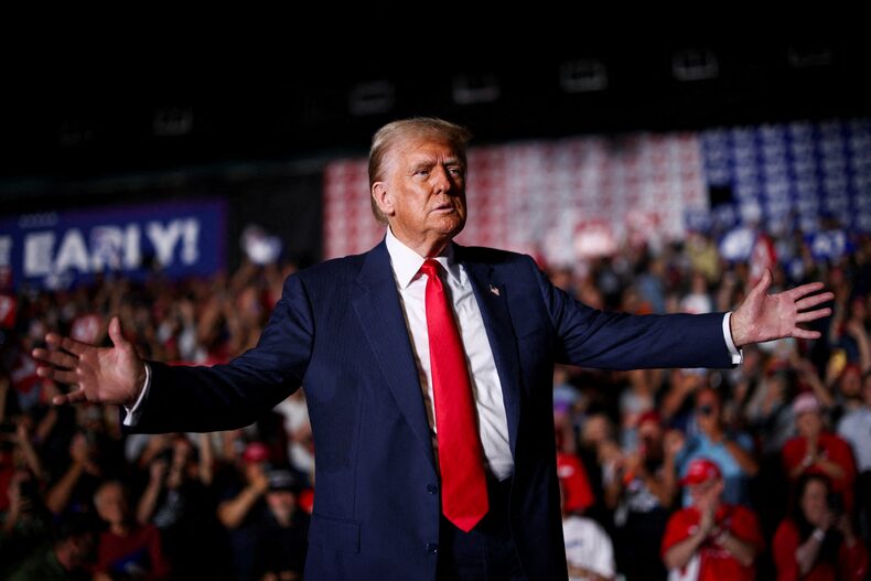 FILE PHOTO: Republican presidential candidate and former US President Trump visits North Carolina