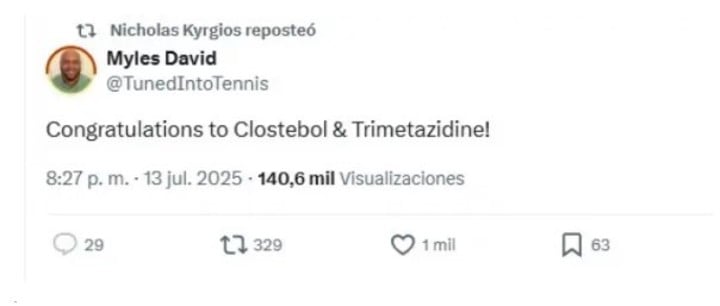 El mensaje replicado por Nick Kyrgios en relación a los ganadores de Wimbledon.