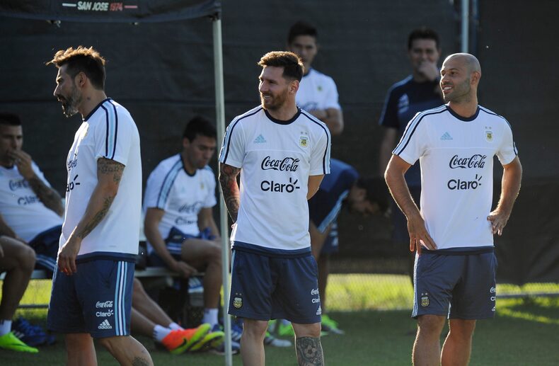 Javier Mascherano with Lionel Messi during his time with the Argentina national team.