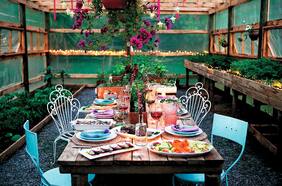 Celebrando en un invernadero