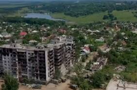 Drone capta la devastada ciudad de Popasna