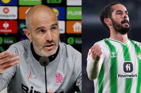 El cruce entre el DT del Chelsea e Isco, figura del Betis de Pellegrini, que calienta la final de la Conference League