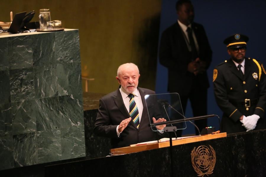 Luiz Inácio Lula da Silva habla en la Asamblea General de la ONU, en Nueva York, el 22 de septiembre de 2026. Foto: Xinhua/Zhang Fengguo