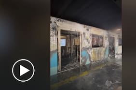 Completamente quemado: así quedó el vagón del Metro afectado en la Estación Santa Isabel
