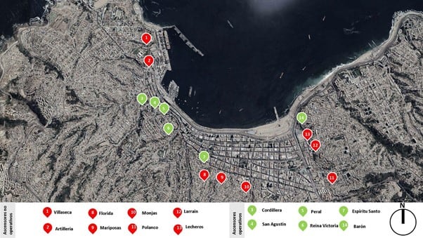 Localización de los 15 ascensores.