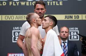 Andrés Campos supera el pesaje y está listo para pelear el título mundial ante Sunny Edwards: “El trabajo está listo, voy con todo”