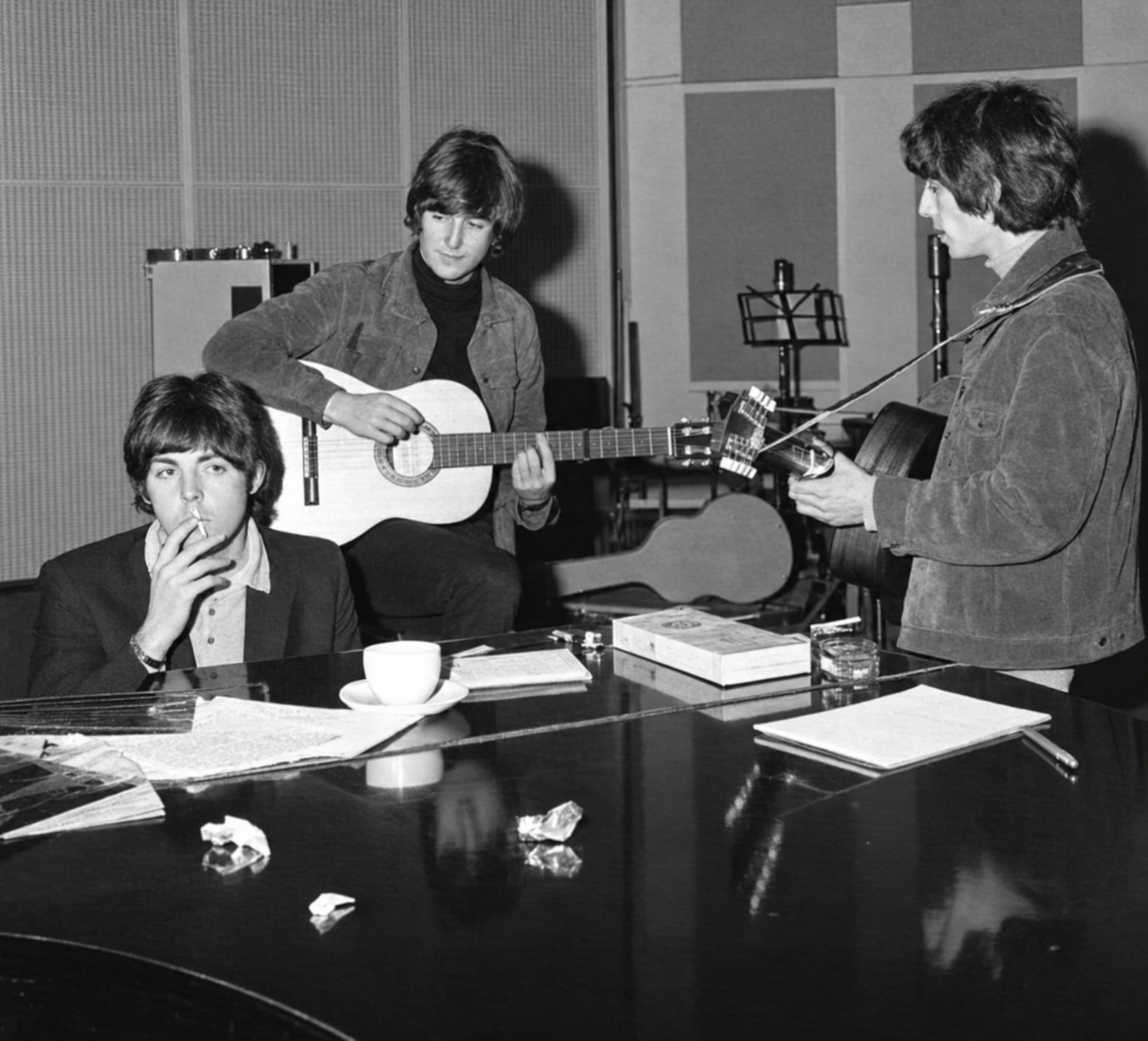 The Beatles en las sesiones de Rubber Soul.