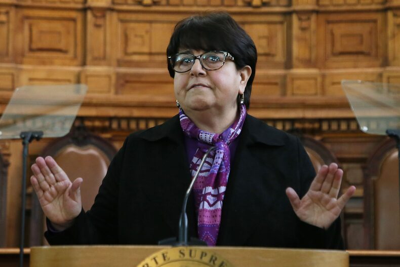 Se realiza una vocería luego de una sesión del Pleno extraordinario de la Corte Suprema en el Palacio de Tribunales.