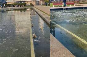 Frío extremo: pileta de Osorno se congeló por completo tras mínima de -8,9ºC