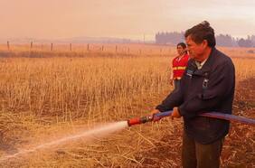 Ministro Valenzuela es duramente criticado por grabarse apagando llamas en Traiguén