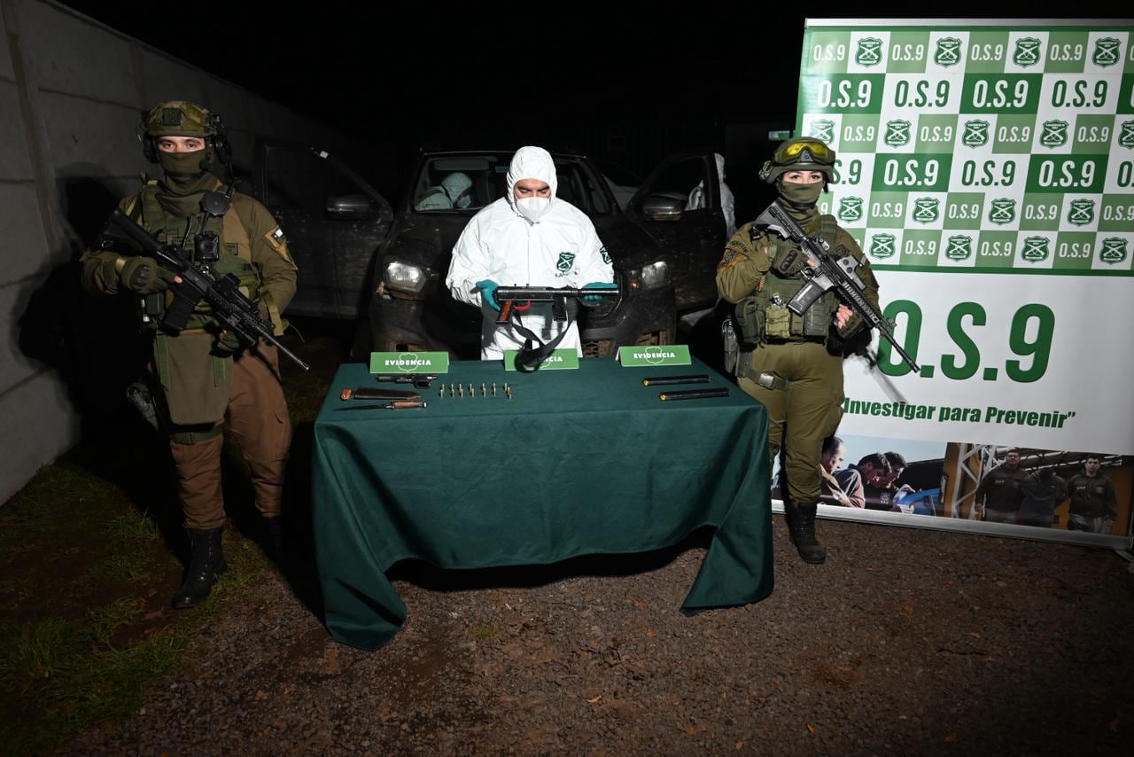 Golpe a la criminalidad en Ercilla: Recuperan armamento de alto poder tras ataques a Carabineros