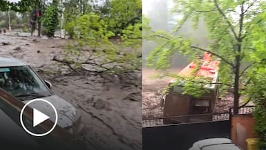 Lluvias provocan aluvión en Las Condes: registros captan a vehículos siendo arrastrados por el agua