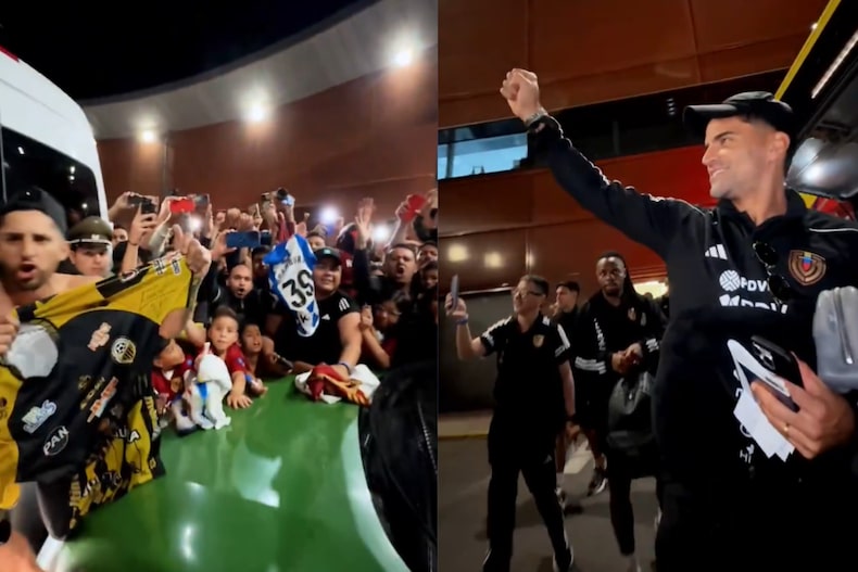 The Venezuelan team received a massive welcome in Santiago.