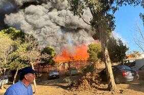 Voraz incendio destruye medialuna en Fiesta de la Vendimia de Marchigüe