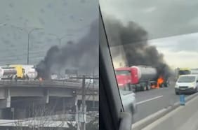 Realizan corte de ruta en General Velásquez por incendio de camión