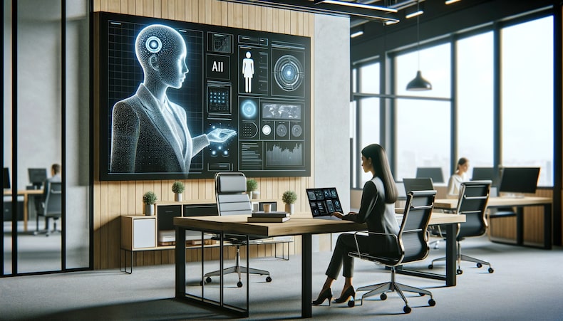 IA en el trabajo (Generada por OpenAI)