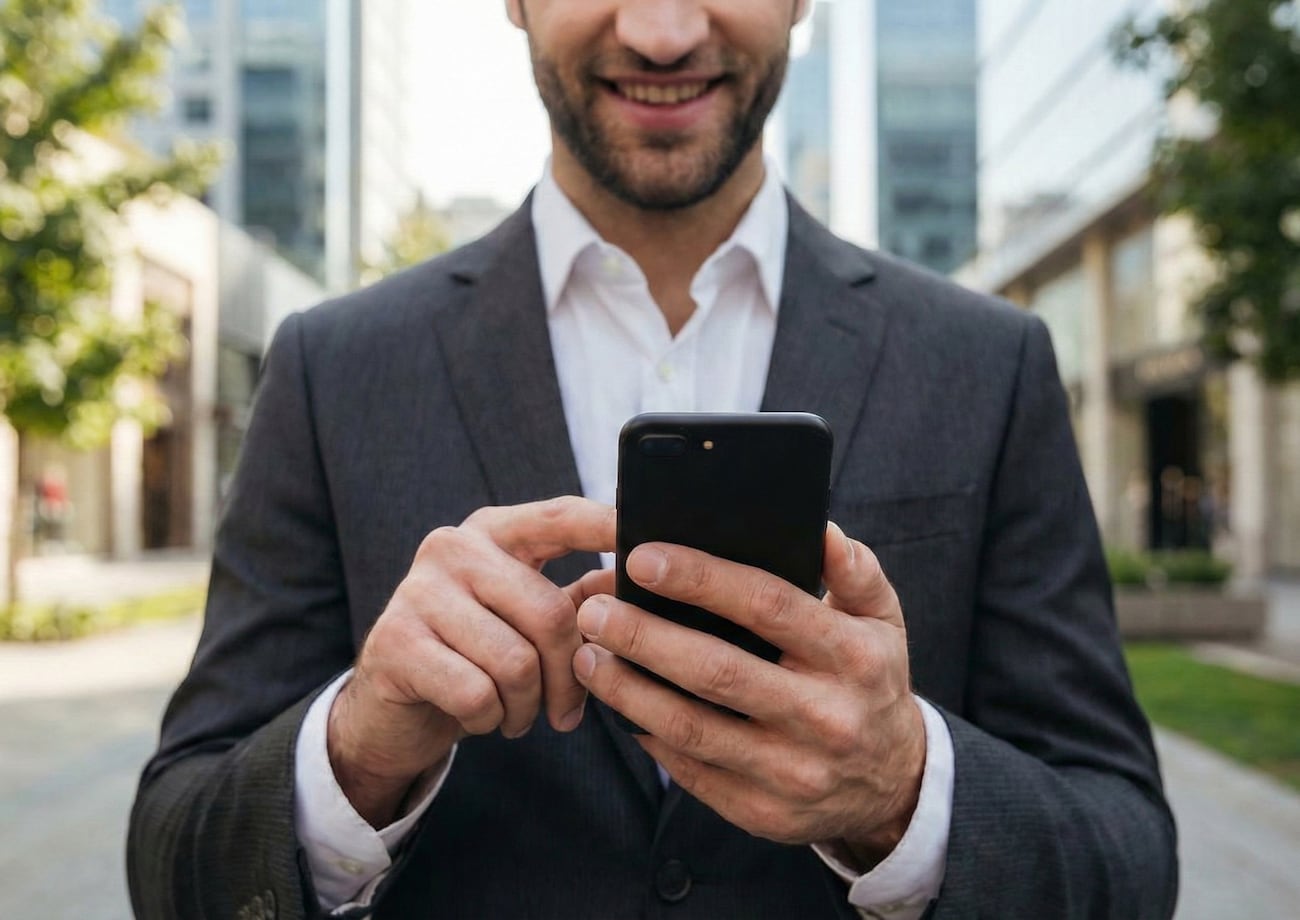 Persona usando la aplicación LT Early Access en un smartphone