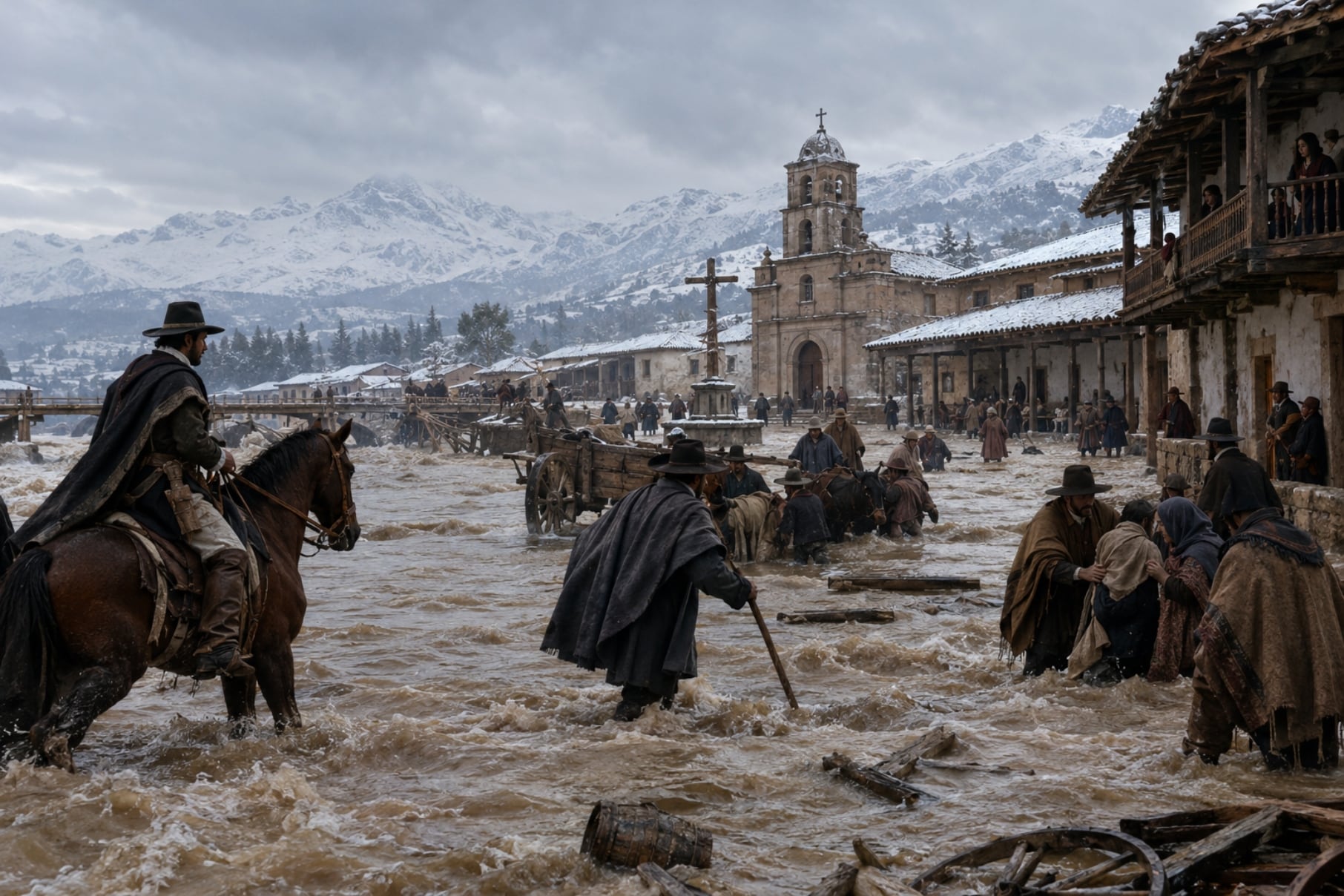 Cuando el río Mapocho inundó las calles de Santiago, arrastró a la gente y destruyó un puente en el siglo XVI