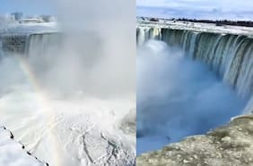 Impactantes registros de las Cataratas del Niágara “congeladas” por bajas temperaturas