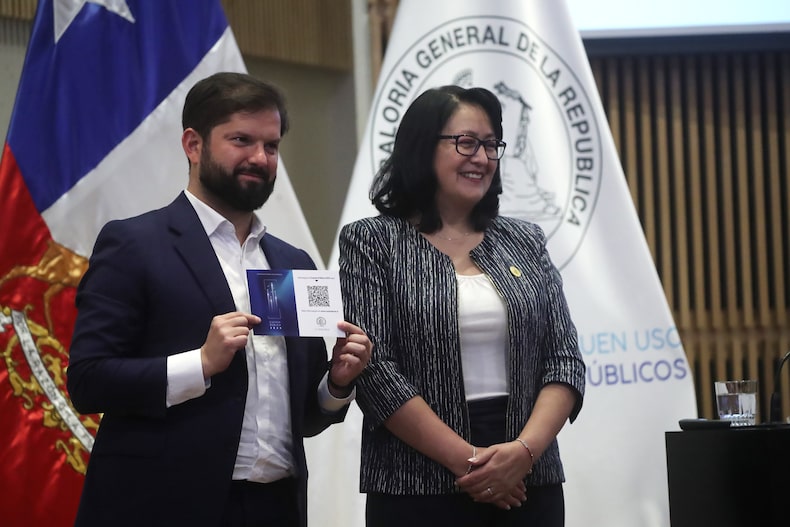 Santiago, 25 de marzo de 2024. El Presidente Gabriel Boric participa de la cuenta pública 2023 de la Contraloría General de la República.