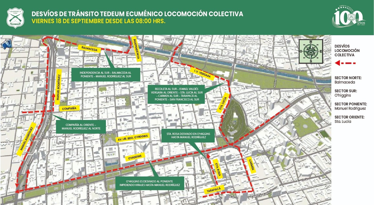 Te Deum Ecuménico: estos son los cortes y desvíos de tránsito en el centro de Santiago