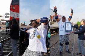 Hombre obtiene Récord Guinness por mover un tren solo con la fuerza de sus dientes