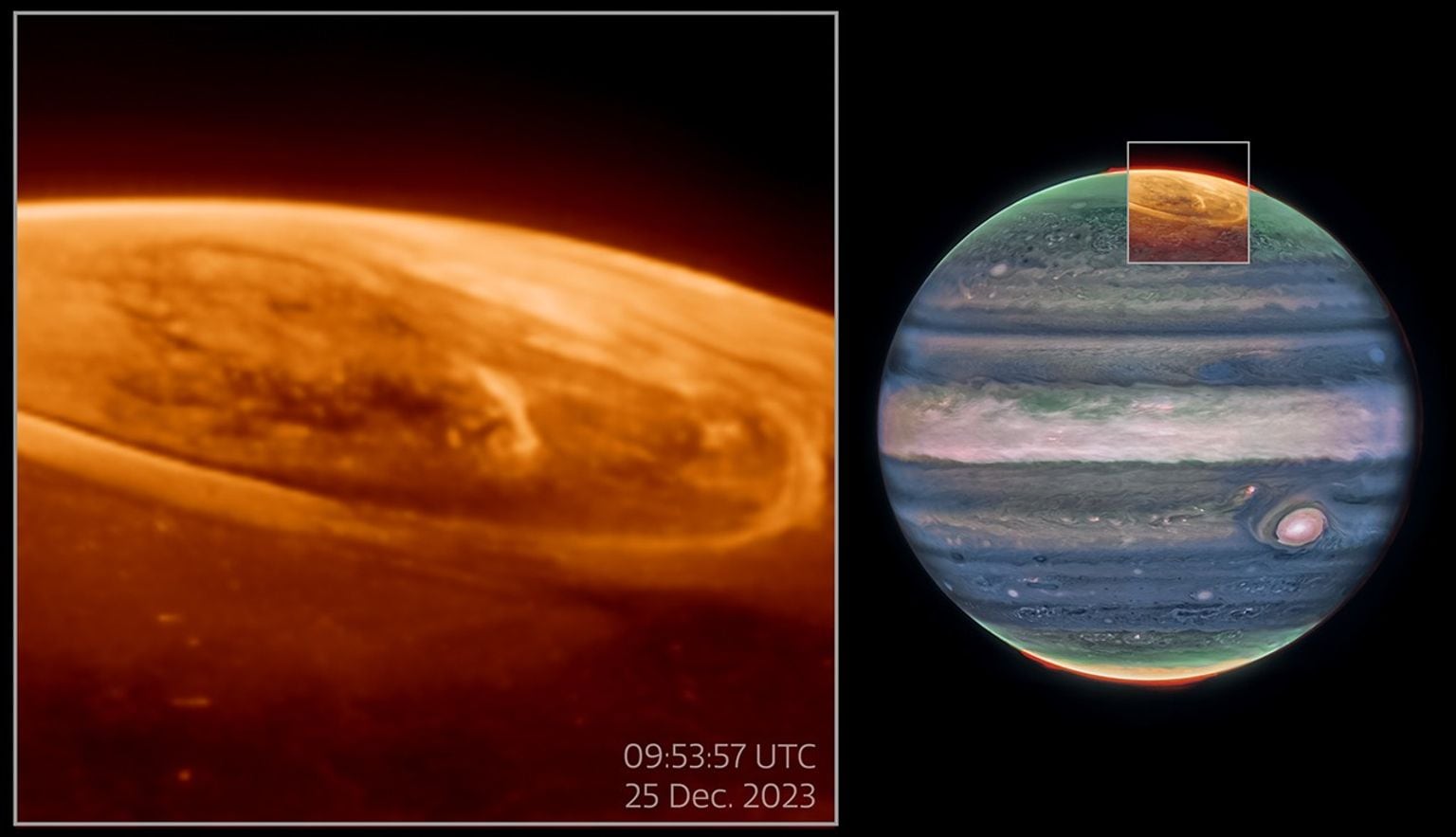 Telescopio Webb de la NASA revela nuevos detalles de las auroras de Júpiter. Imagen: NASA