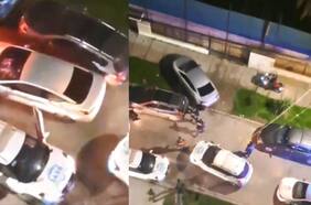 Fuga en San Miguel: vehículo se escapa tras ser rodeado por patrullas municipales y Carabineros