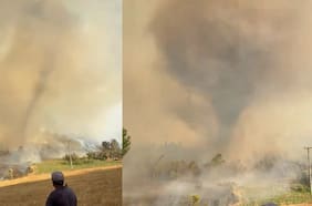 Registran impresionante remolino de fuego en medio de incendio en La Araucanía